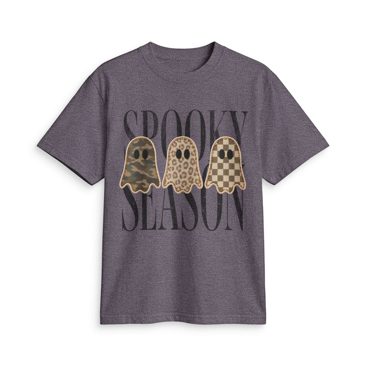 Spooky Season Tee — Leopard & Plaid Ghosts Halloween T‑Shirt