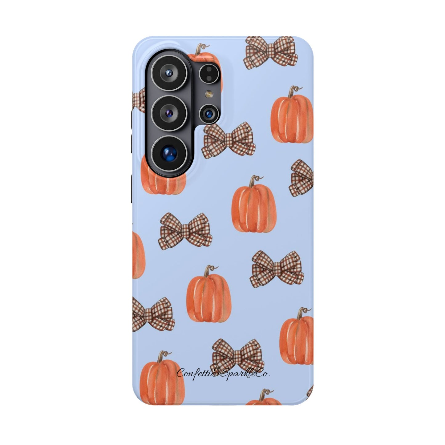 Pumpkin & Plaid Bow Phone Case — Magnetic Impact-Resistant Fall iPhone Case