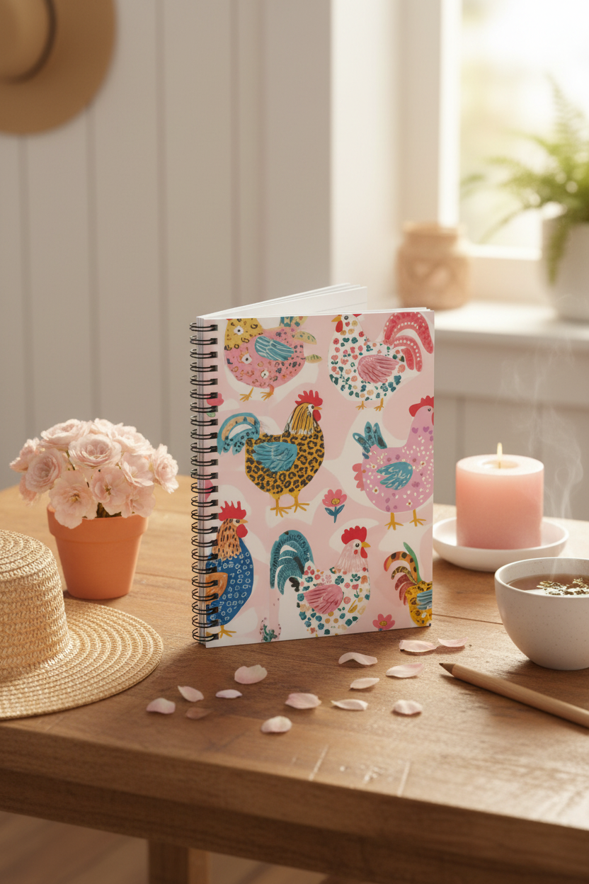Chicken Pattern Notebook Vertical