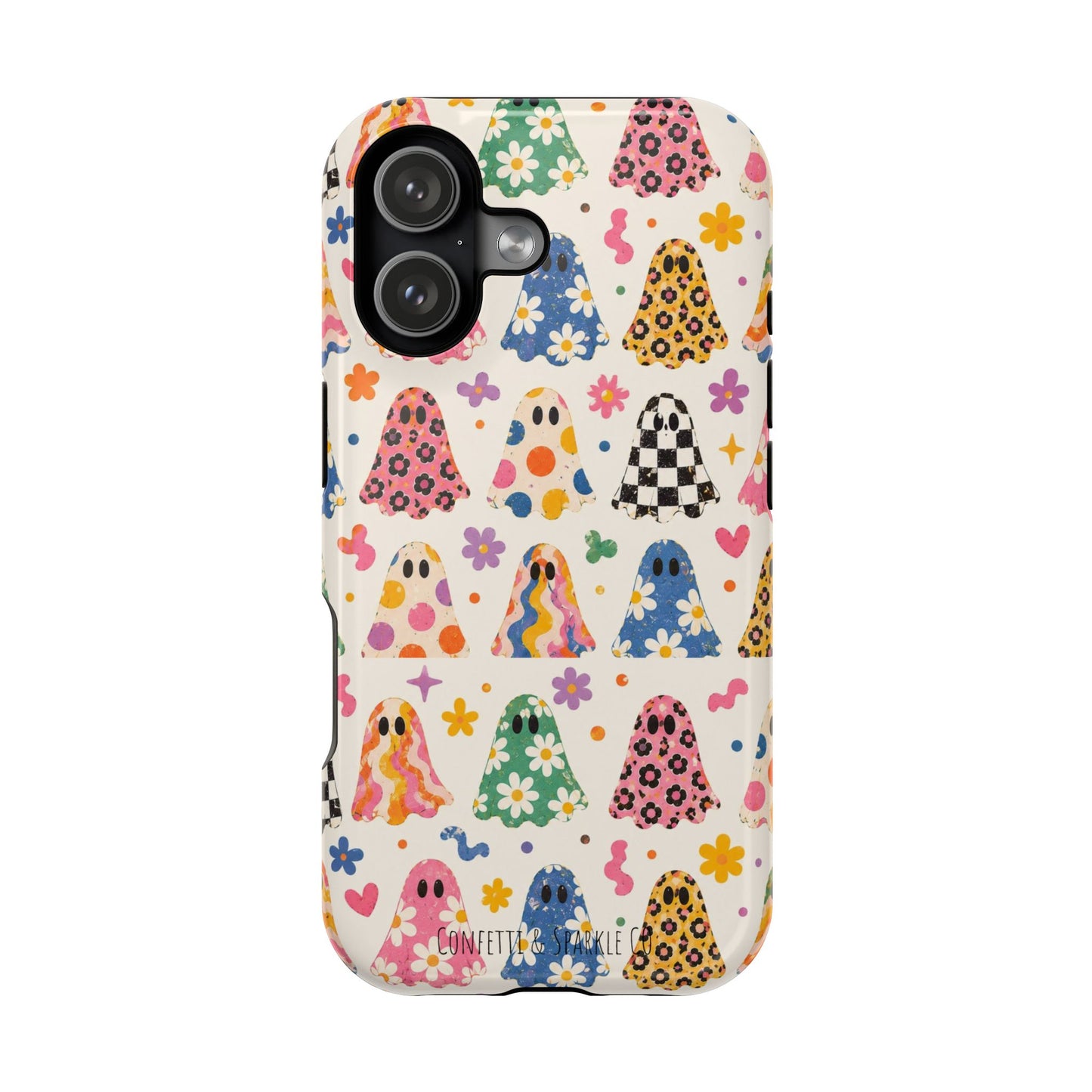 Cute Patterned Ghost Phone Case – Magnetic Impact-Resistant Case