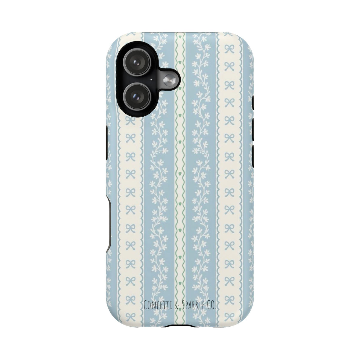 Vintage Blue Floral Stripe -- Magnetic Impact-Resistant Case
