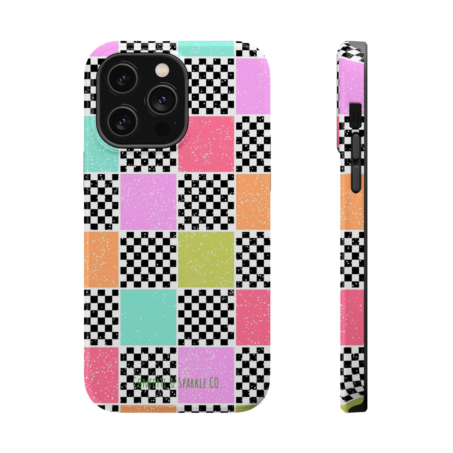 Checkerboard Pastel Phone Case – Magnetic Impact-Resistant