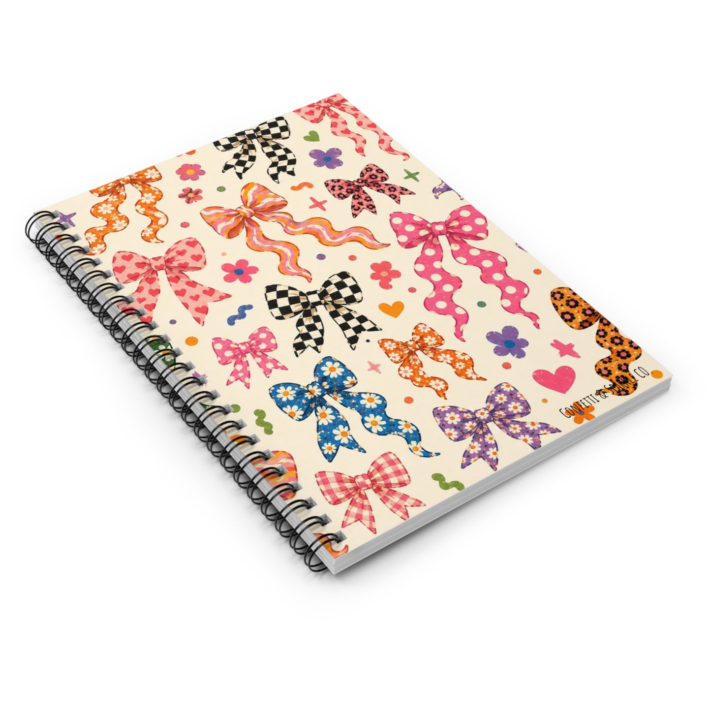 Bow Print Spiral Notebook — Cute Patterned Ruled Journal for School & Gifts