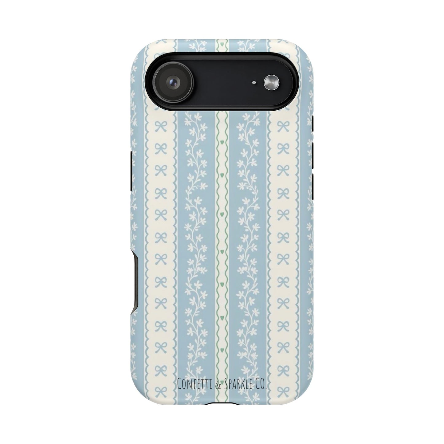 Vintage Blue Floral Stripe -- Magnetic Impact-Resistant Case