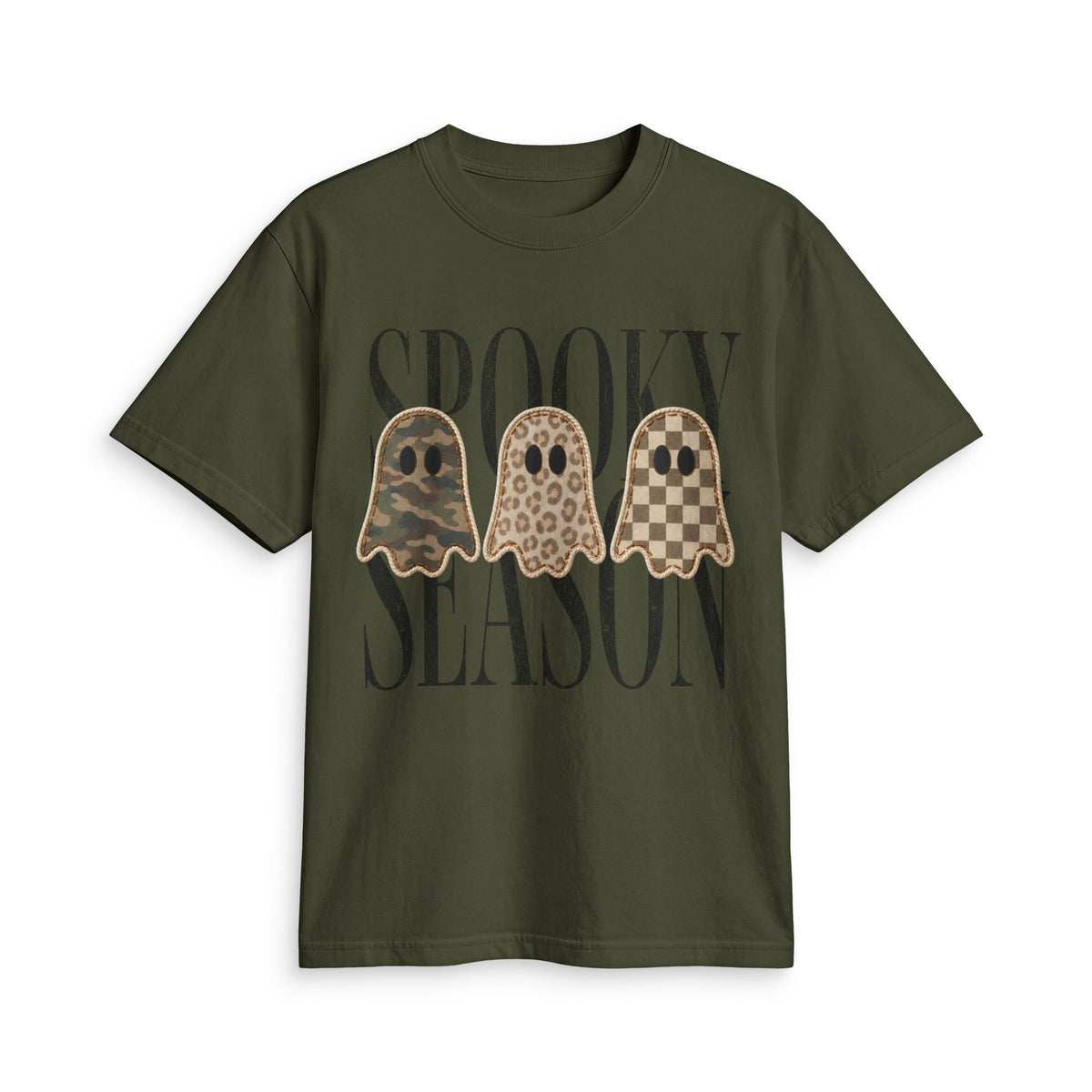 Spooky Season Tee — Leopard & Plaid Ghosts Halloween T‑Shirt