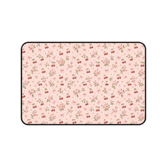 Cherry Blossom Desk Mat — Pink Floral Mouse Pad for Cute Desk Décor