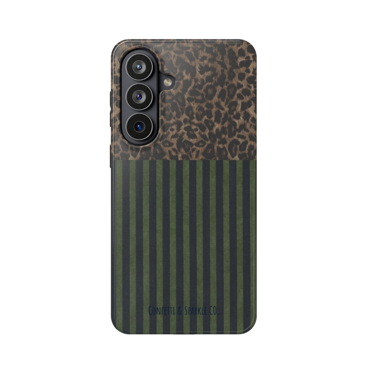 Leopard Top with Green Stripe Pattern - Magnetic Impact-Resistant Phone Case