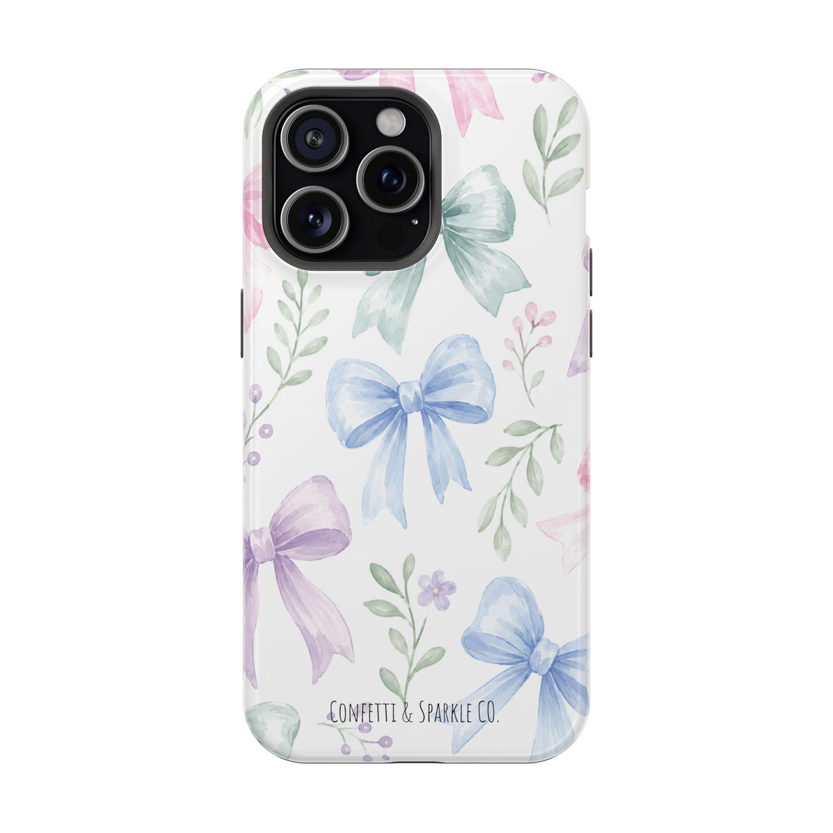 Floral Pastel Bow Magnetic Phone Case — Impact-Resistant iPhone Cover