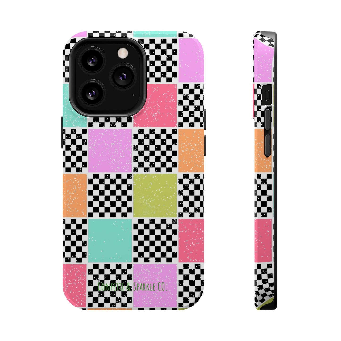 Checkerboard Pastel Phone Case – Magnetic Impact-Resistant
