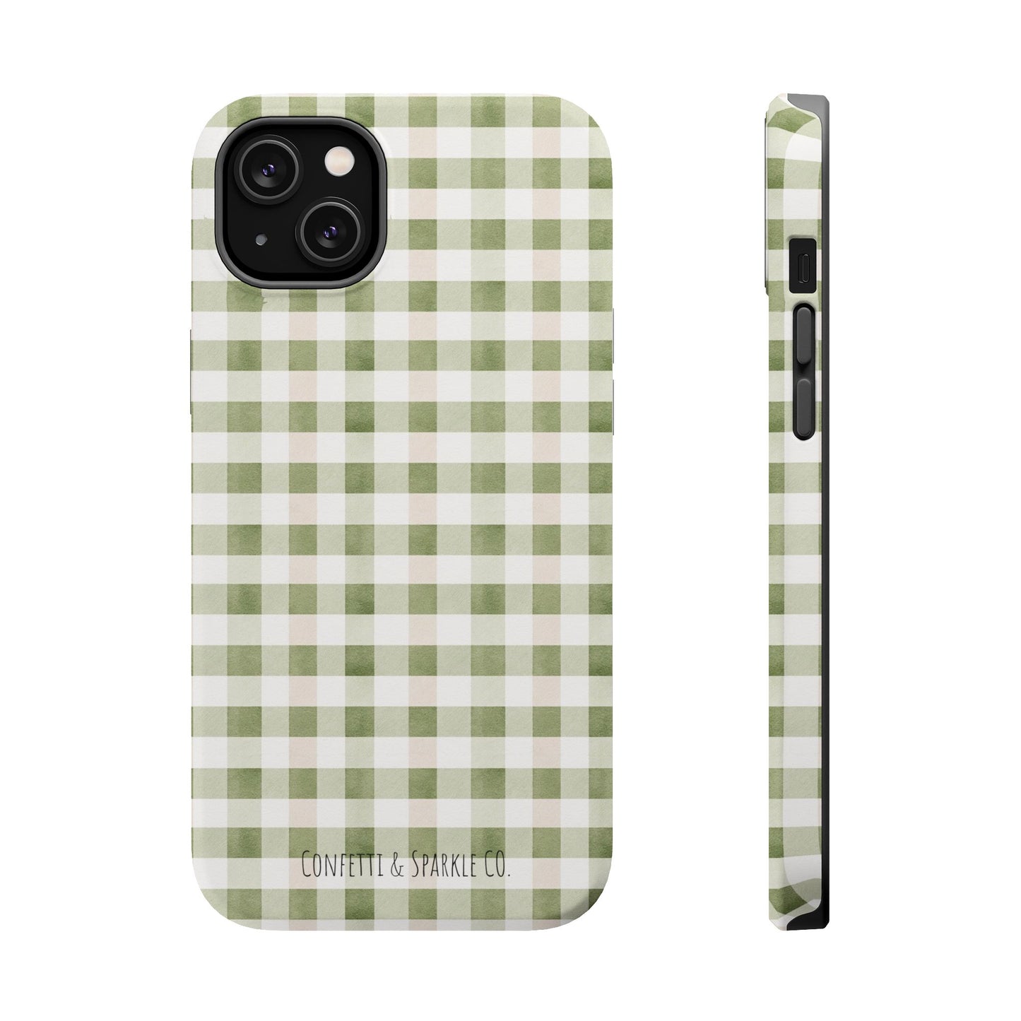 Green Gingham Magnetic Impact Phone Case