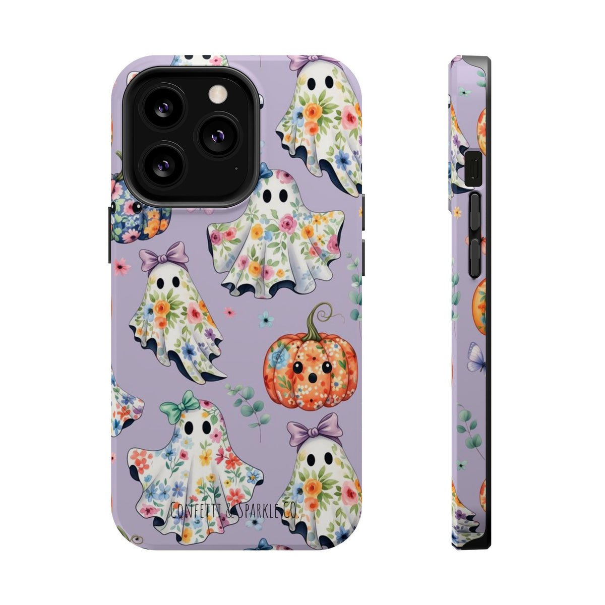 Cute Floral Ghosts Magnetic Impact Phone Case — Pumpkin Halloween iPhone Cover