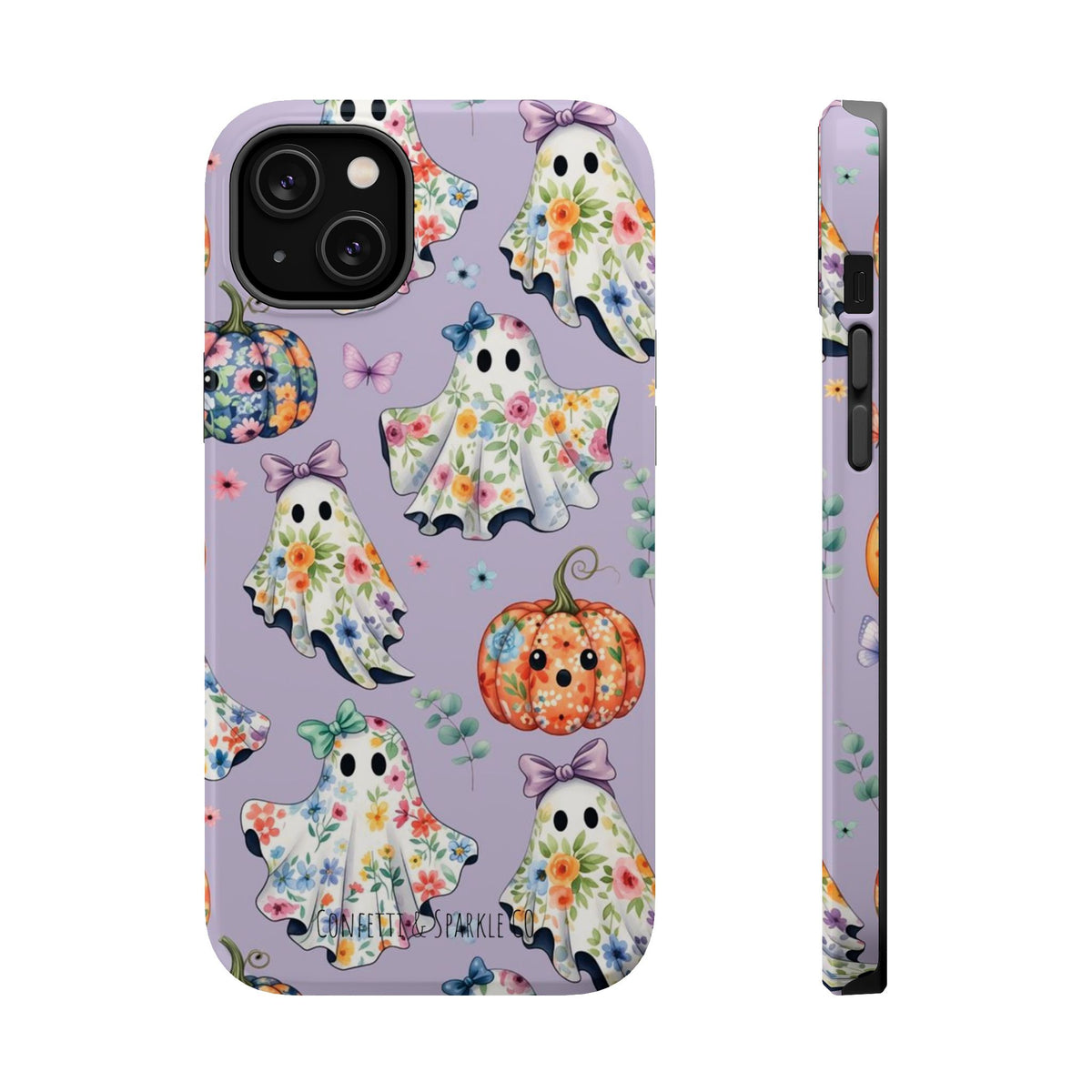 Cute Floral Ghosts Magnetic Impact Phone Case — Pumpkin Halloween iPhone Cover