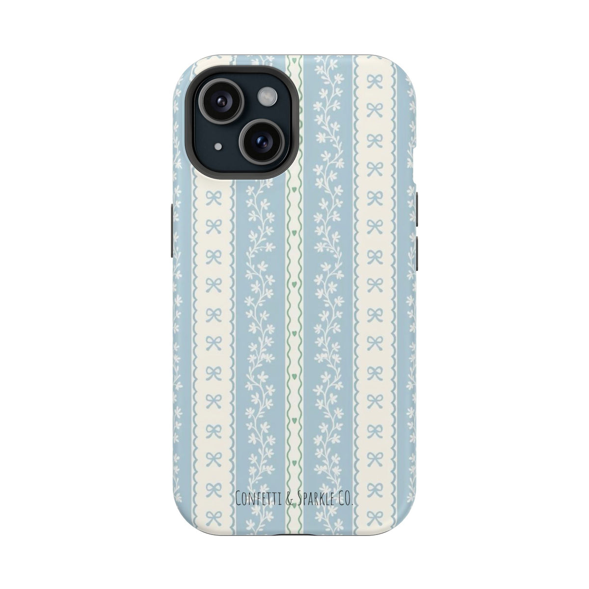 Vintage Blue Floral Stripe -- Magnetic Impact-Resistant Case