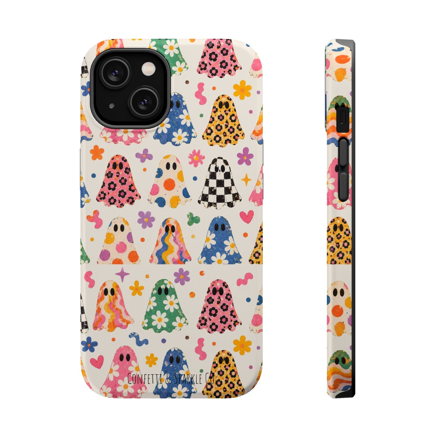 Cute Patterned Ghost Phone Case – Magnetic Impact-Resistant Case