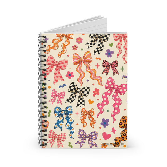 Bow Print Spiral Notebook — Cute Patterned Ruled Journal for School & Gifts
