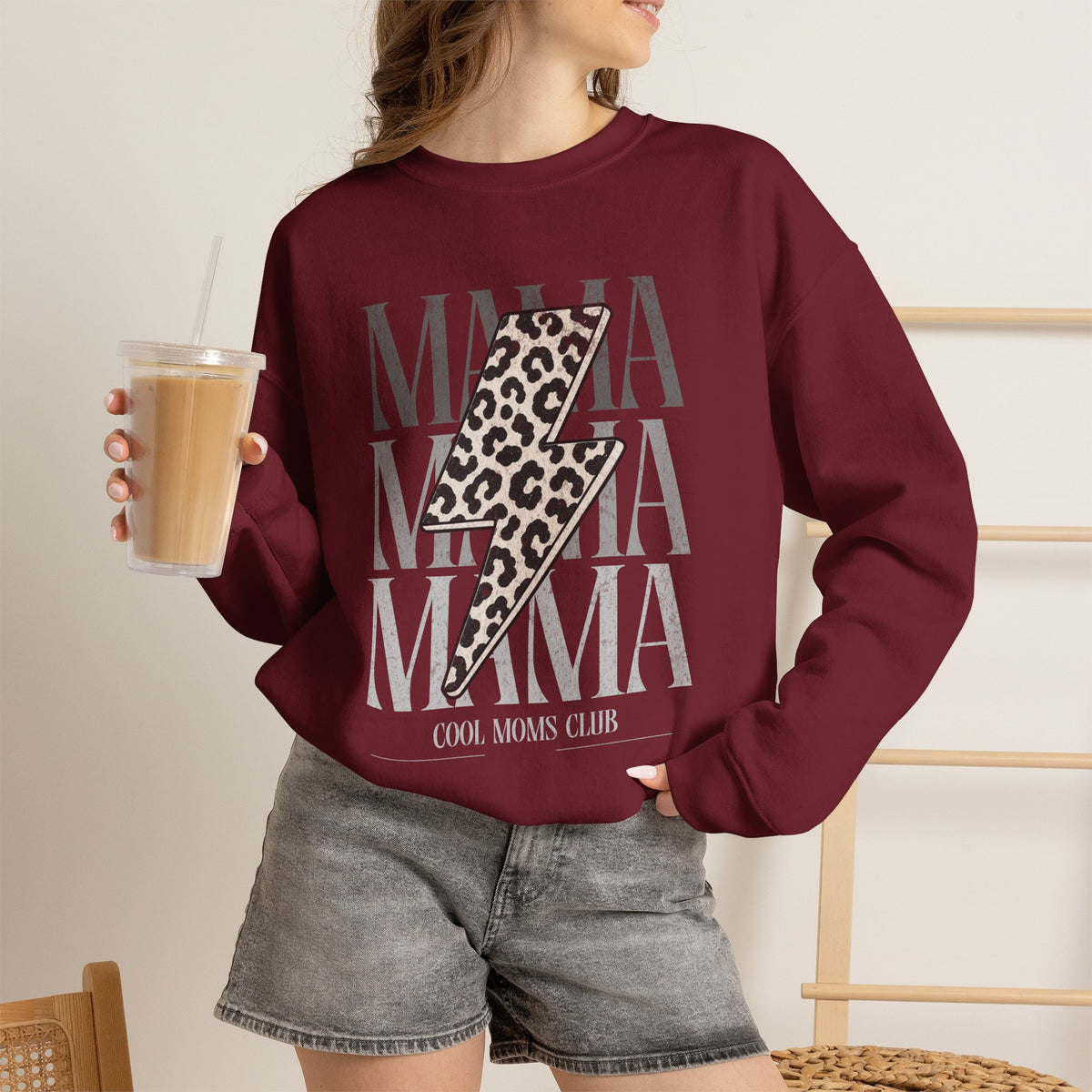 Mama Lightning Bolt Leopard Sweatshirt