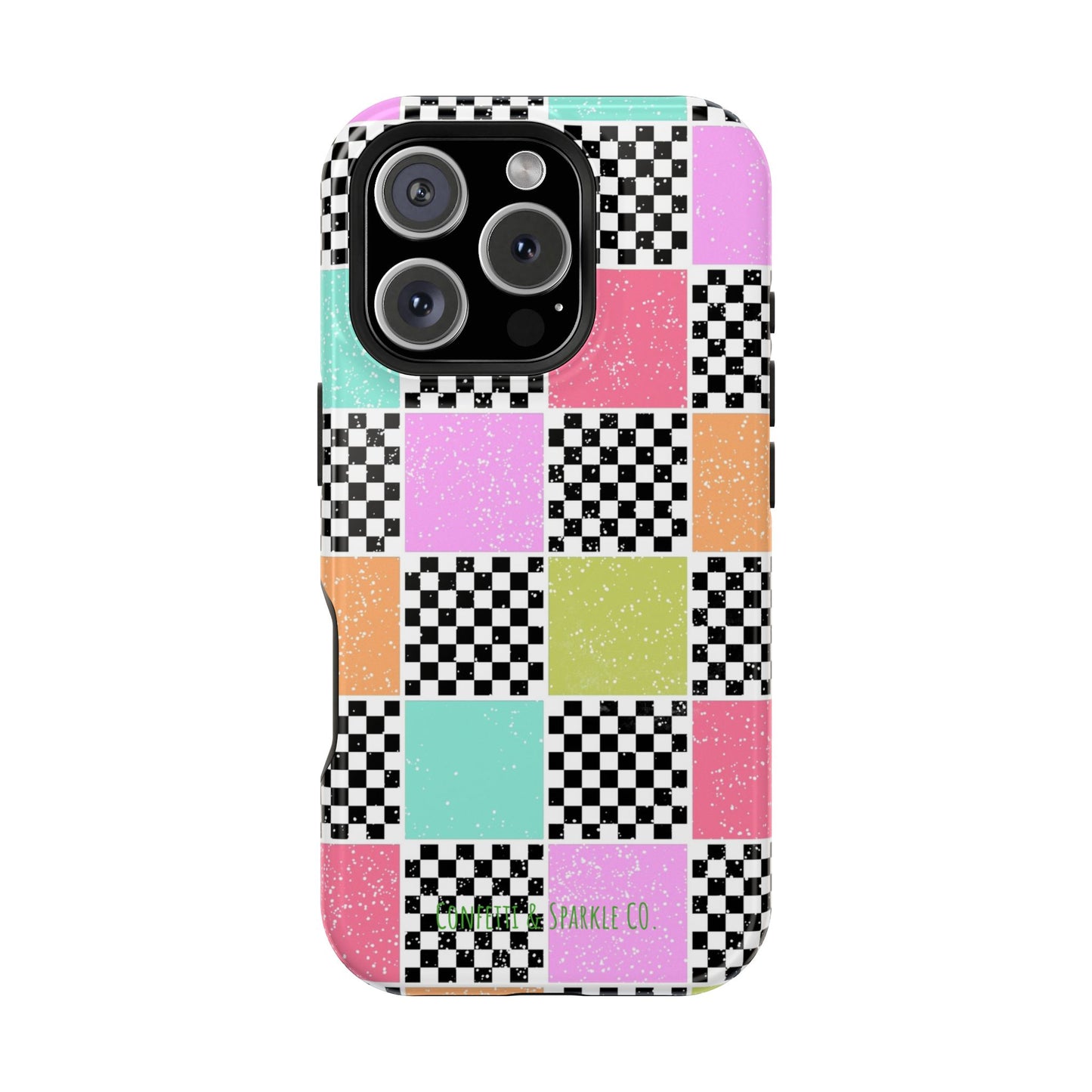 Checkerboard Pastel Phone Case – Magnetic Impact-Resistant