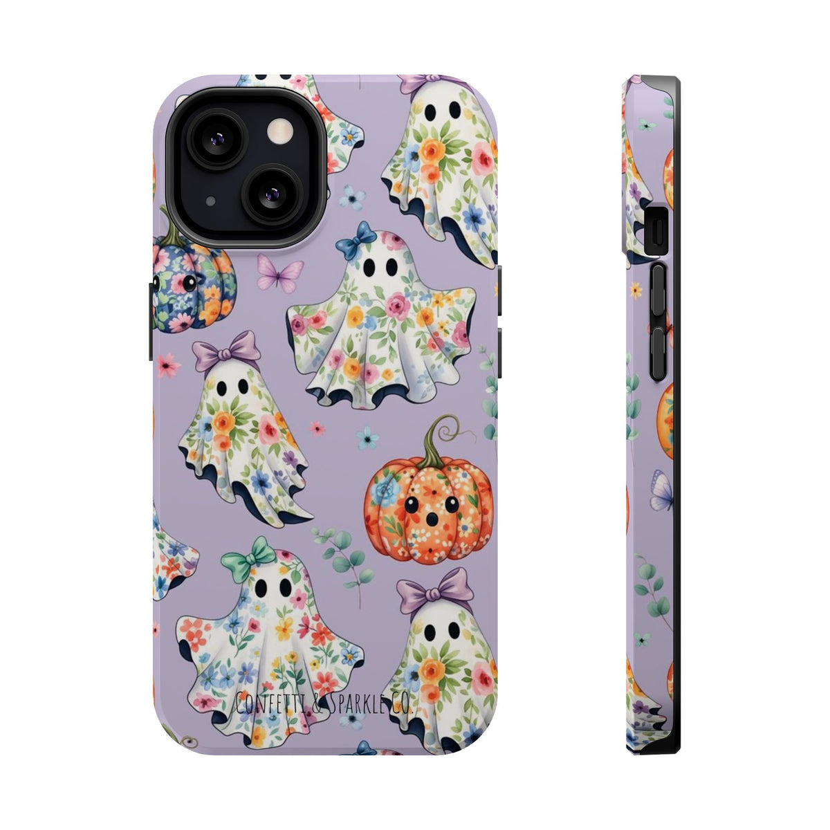 Cute Floral Ghosts Magnetic Impact Phone Case — Pumpkin Halloween iPhone Cover