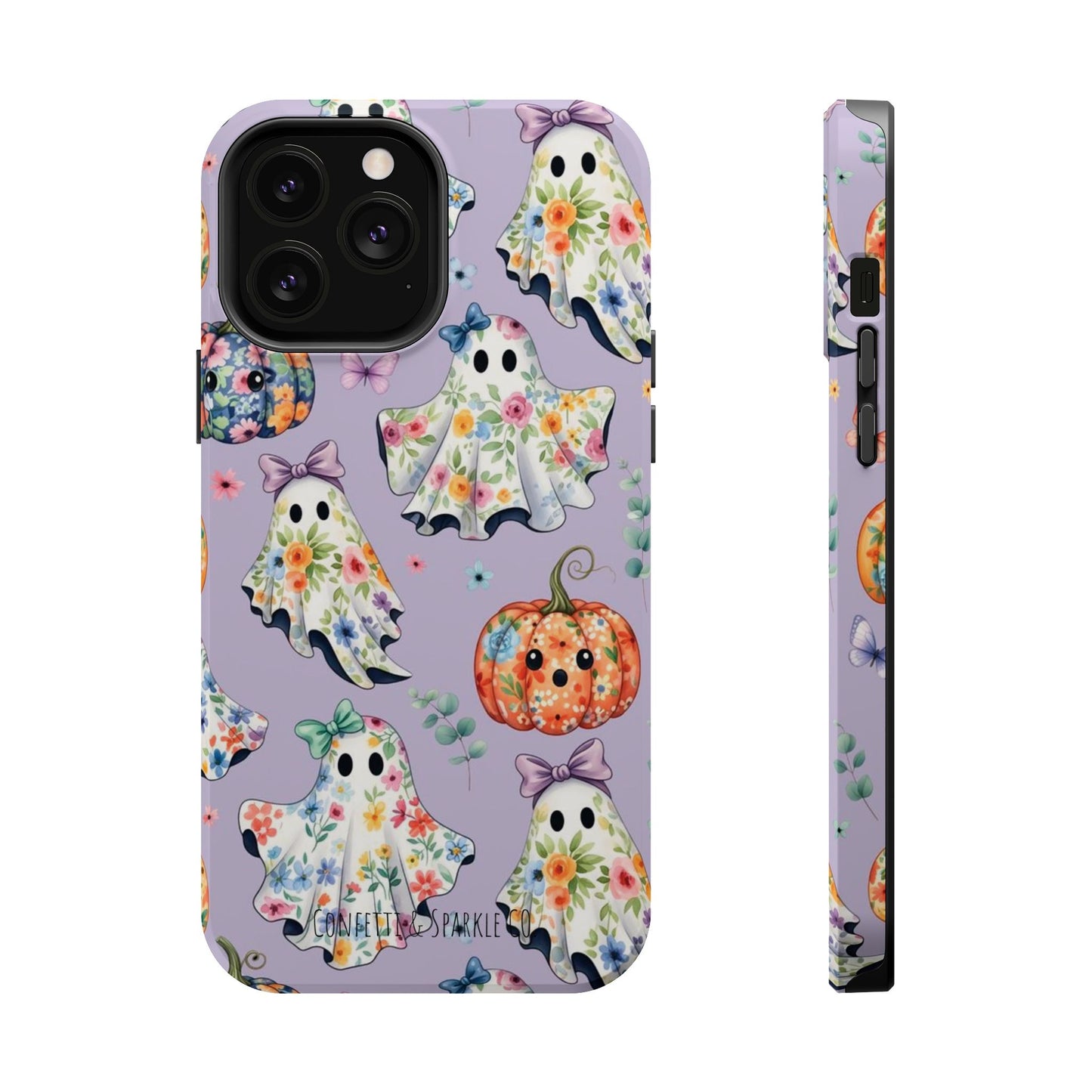 Cute Floral Ghosts Magnetic Impact Phone Case — Pumpkin Halloween iPhone Cover