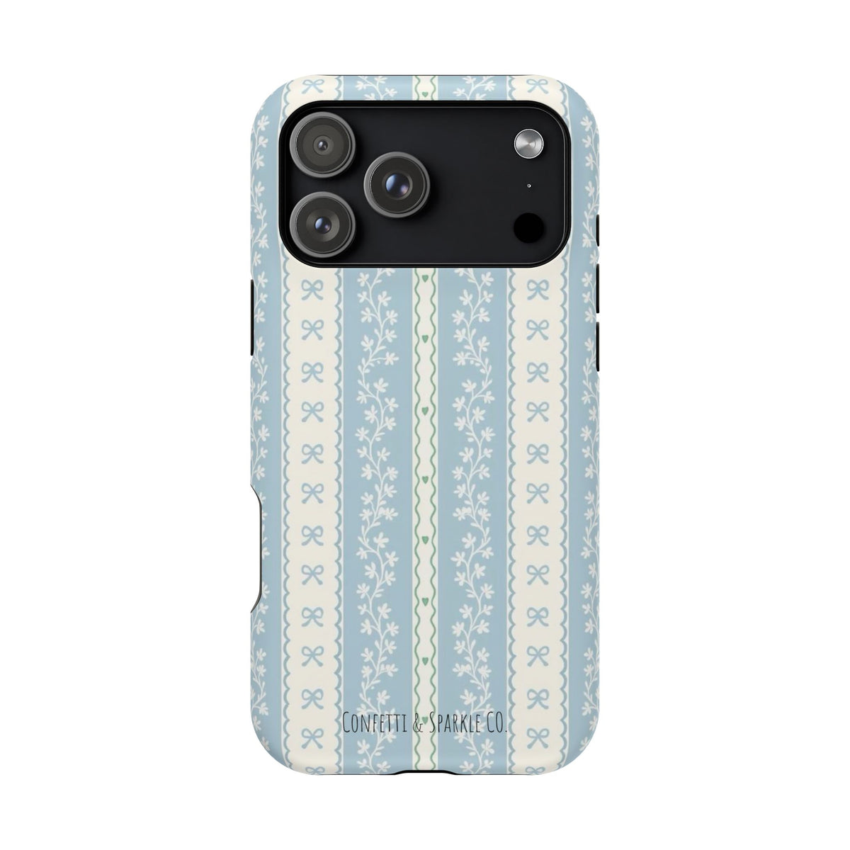 Vintage Blue Floral Stripe -- Magnetic Impact-Resistant Case