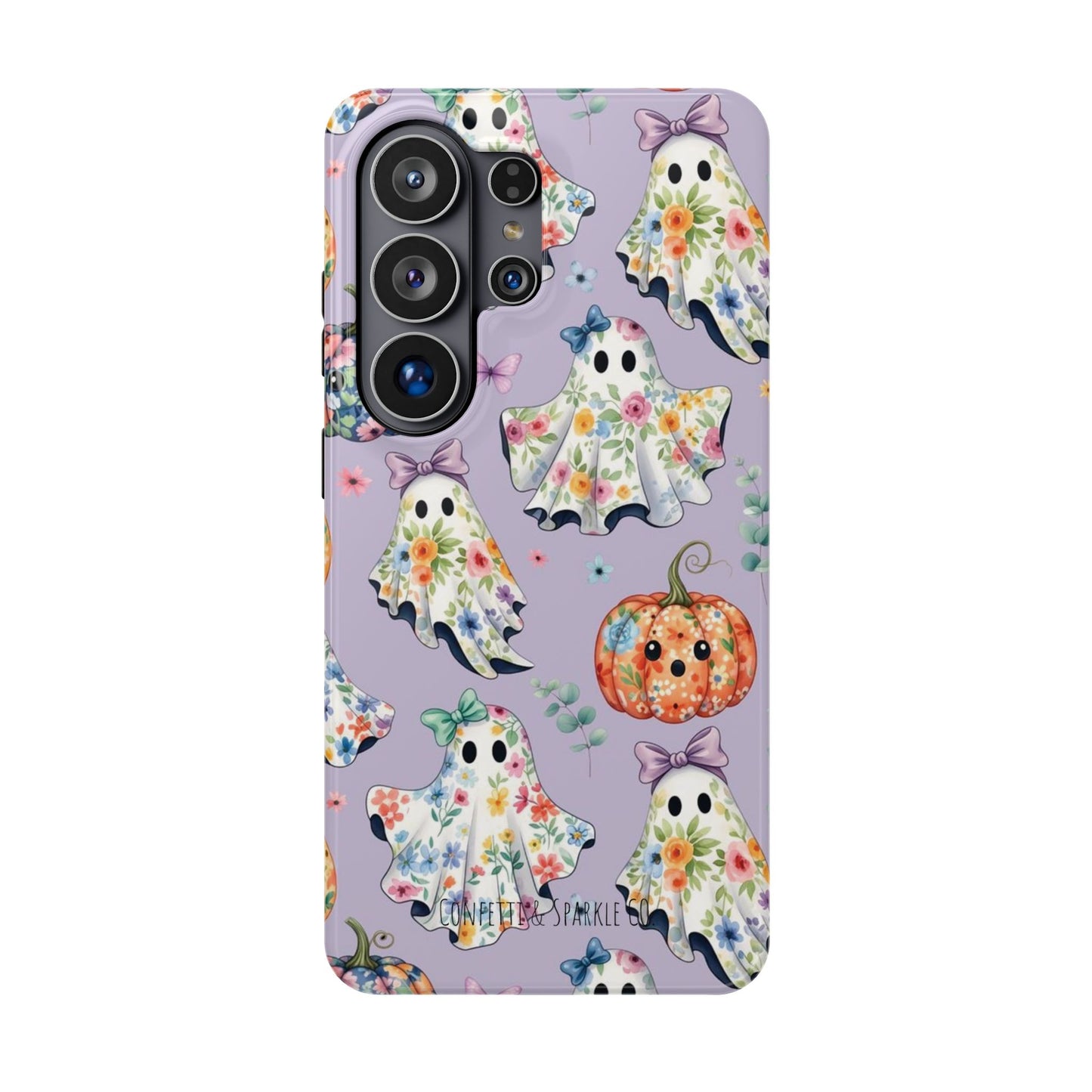 Cute Floral Ghosts Magnetic Impact Phone Case — Pumpkin Halloween iPhone Cover