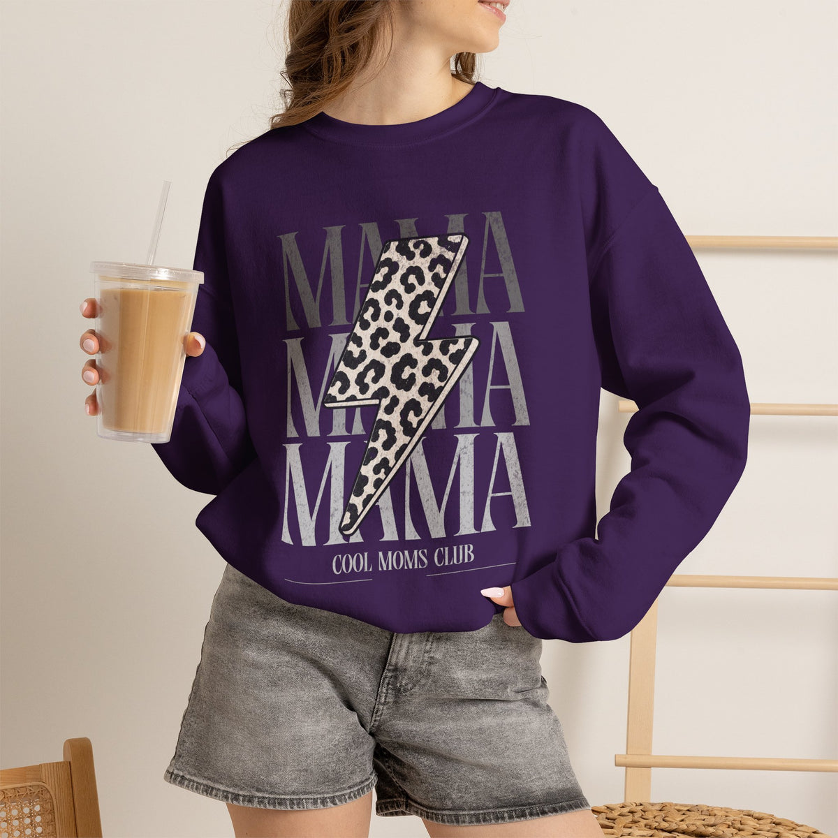 Mama Lightning Bolt Leopard Sweatshirt