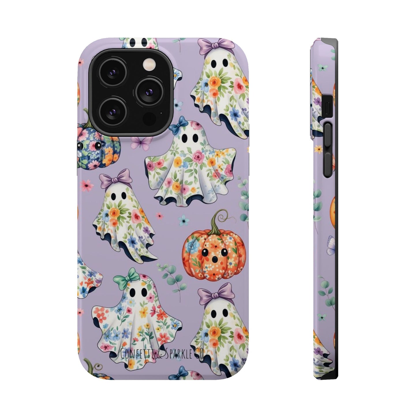 Cute Floral Ghosts Magnetic Impact Phone Case — Pumpkin Halloween iPhone Cover