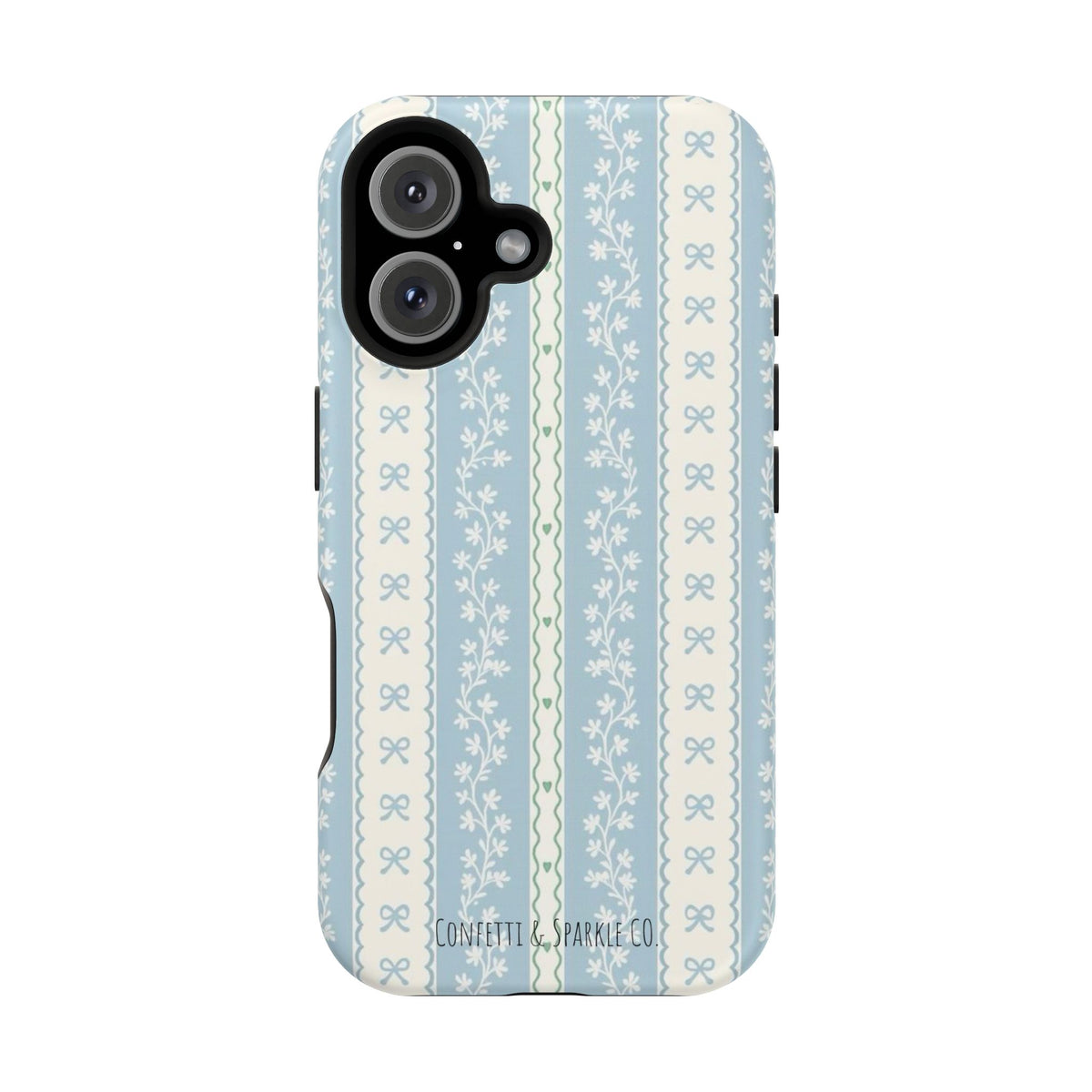 Vintage Blue Floral Stripe -- Magnetic Impact-Resistant Case