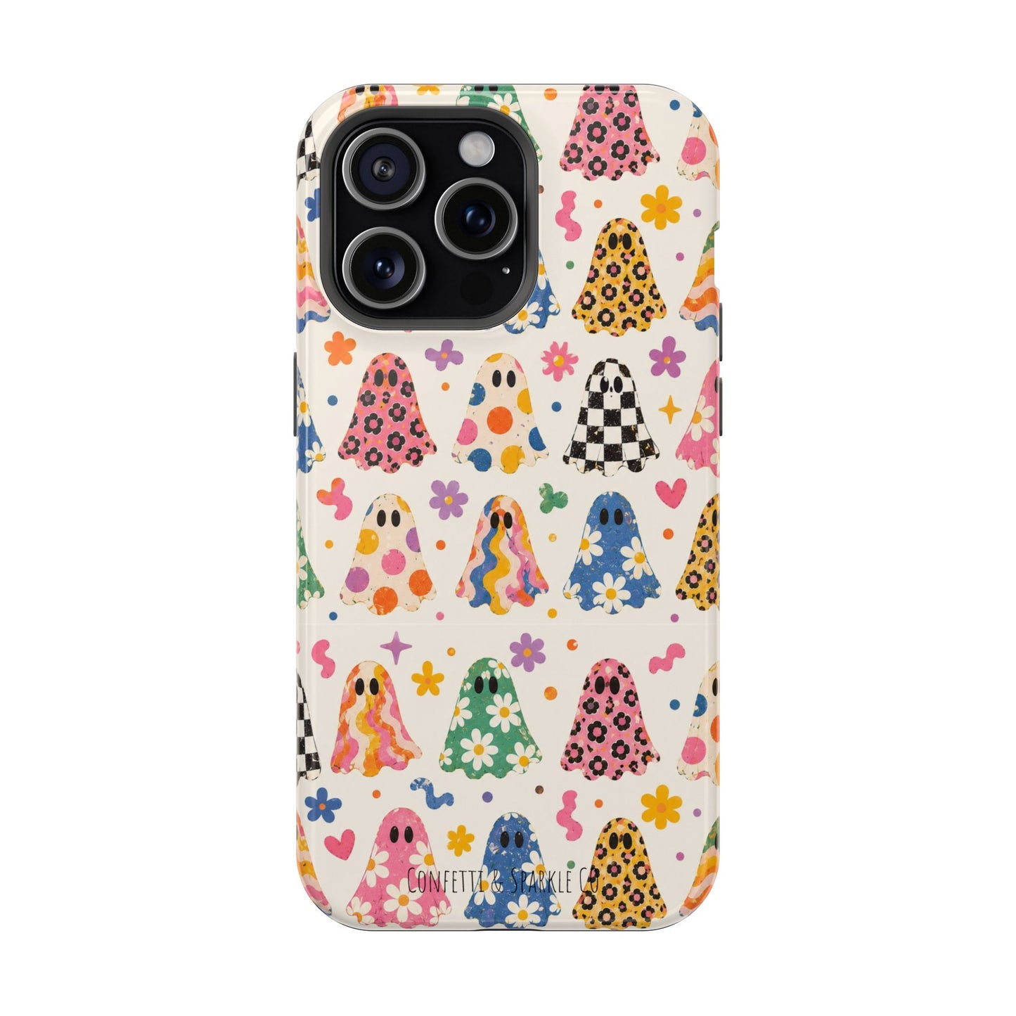 Cute Patterned Ghost Phone Case – Magnetic Impact-Resistant Case