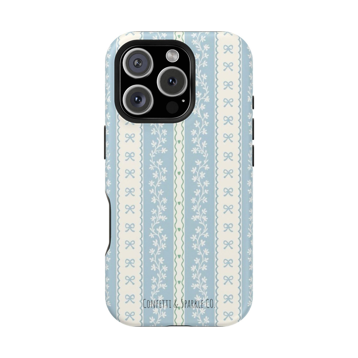 Vintage Blue Floral Stripe -- Magnetic Impact-Resistant Case