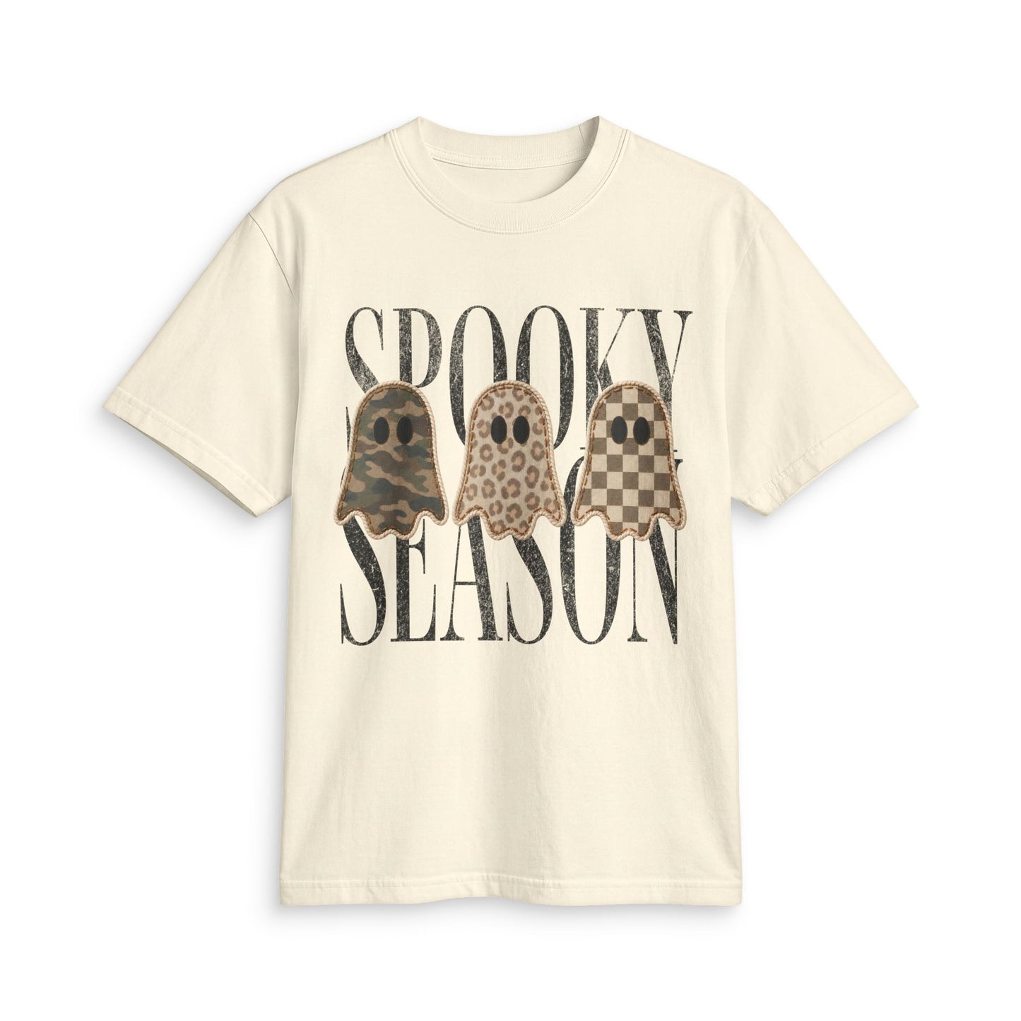 Spooky Season Tee — Leopard & Plaid Ghosts Halloween T‑Shirt