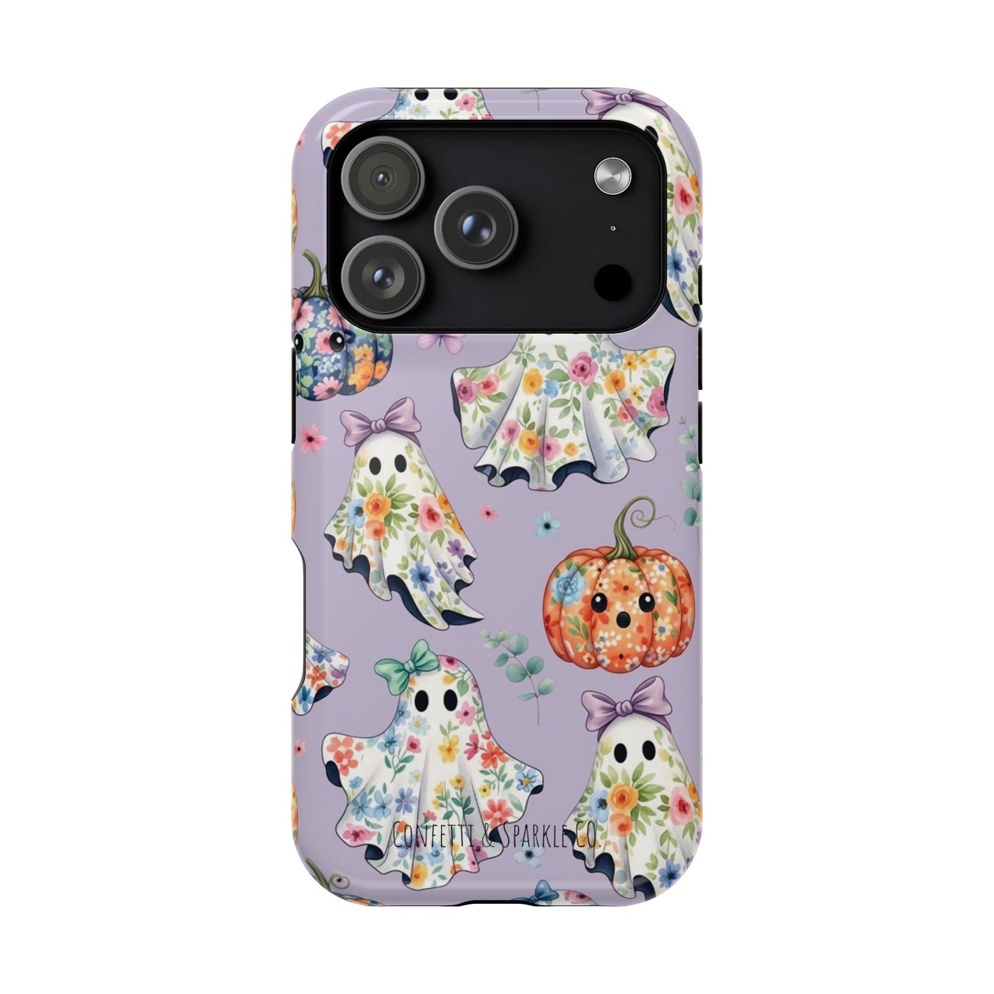Cute Floral Ghosts Magnetic Impact Phone Case — Pumpkin Halloween iPhone Cover