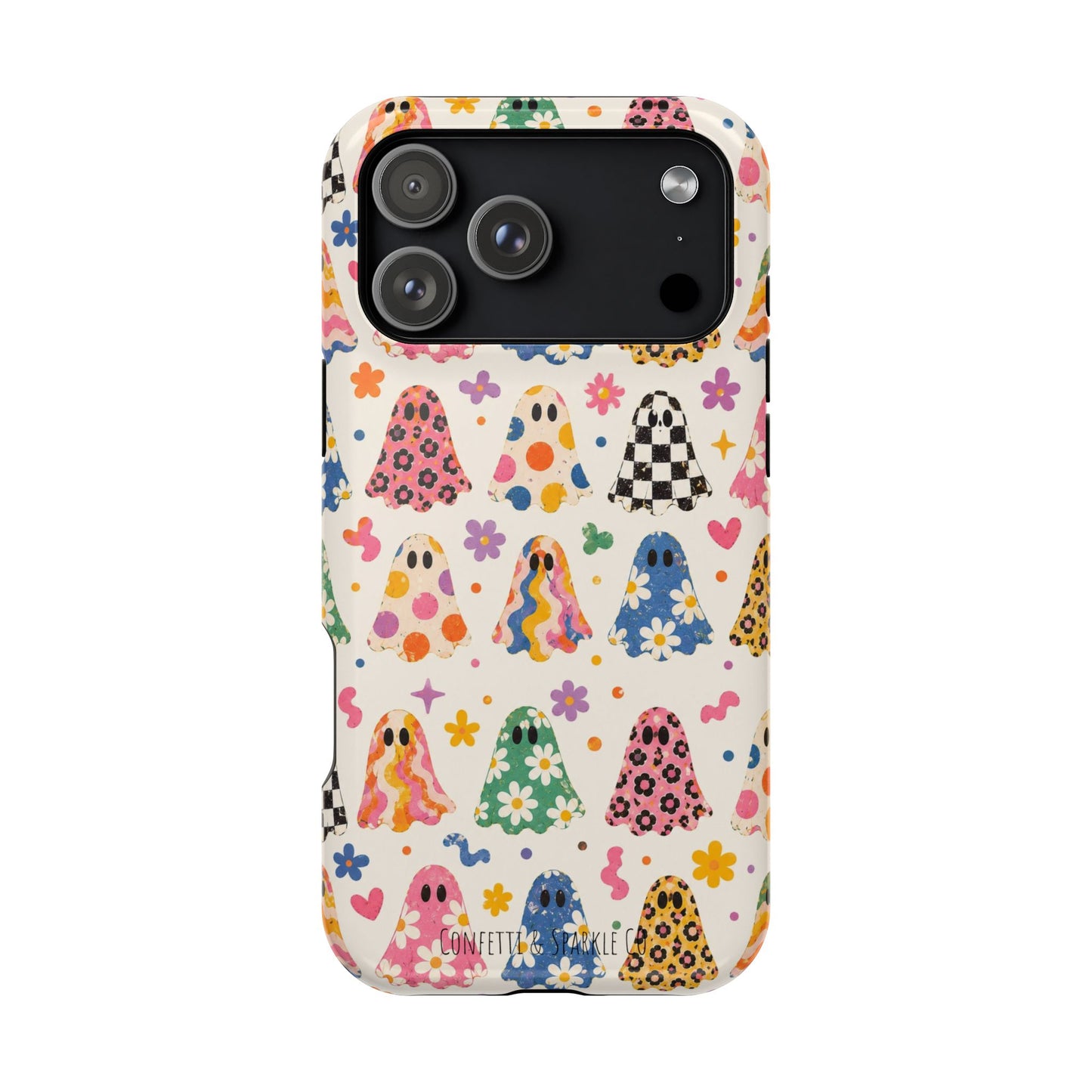 Cute Patterned Ghost Phone Case – Magnetic Impact-Resistant Case