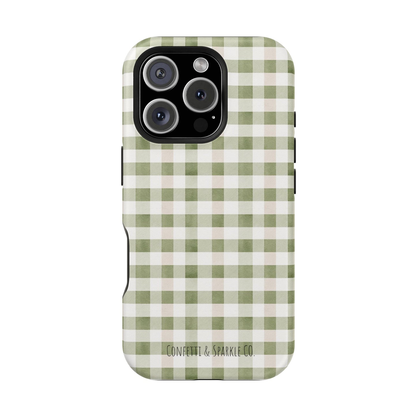 Green Gingham Magnetic Impact Phone Case