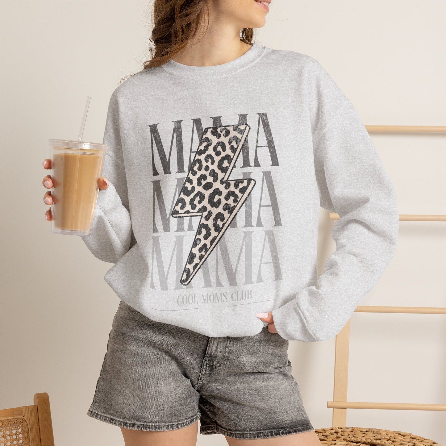 Mama Lightning Bolt Leopard Sweatshirt