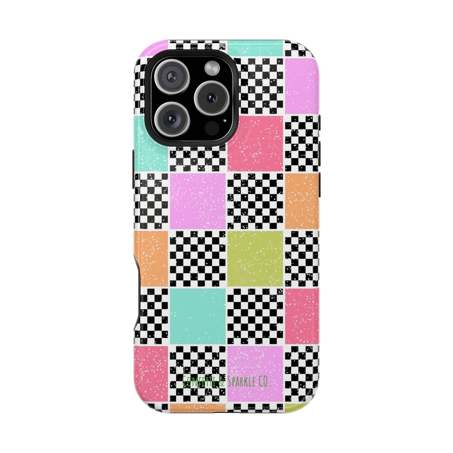 Checkerboard Pastel Phone Case – Magnetic Impact-Resistant