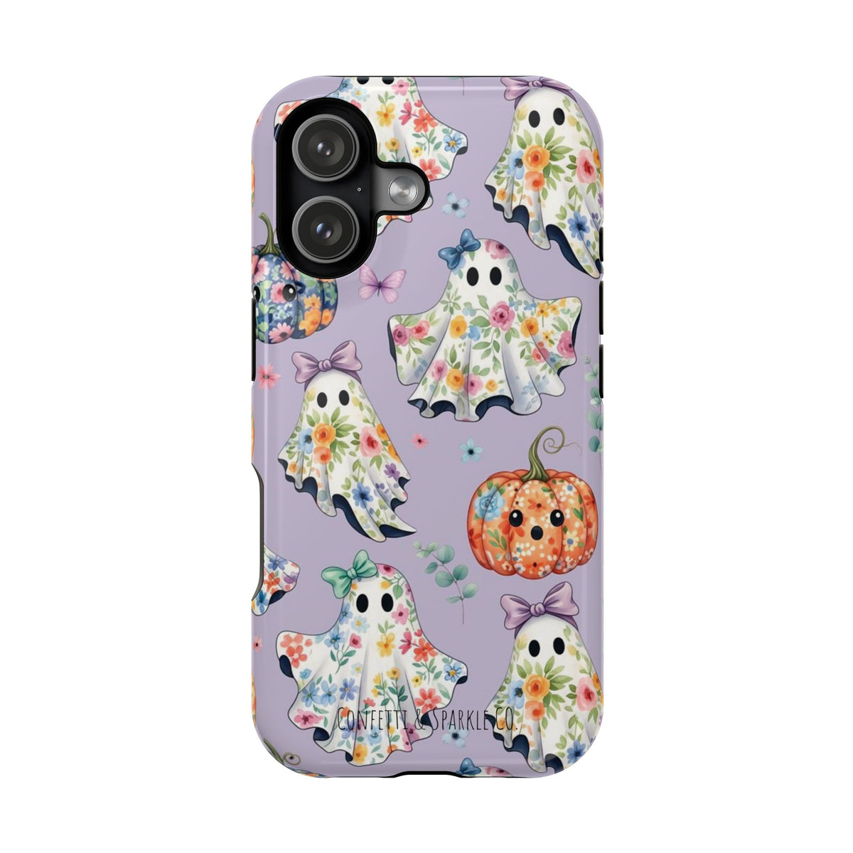 Cute Floral Ghosts Magnetic Impact Phone Case — Pumpkin Halloween iPhone Cover