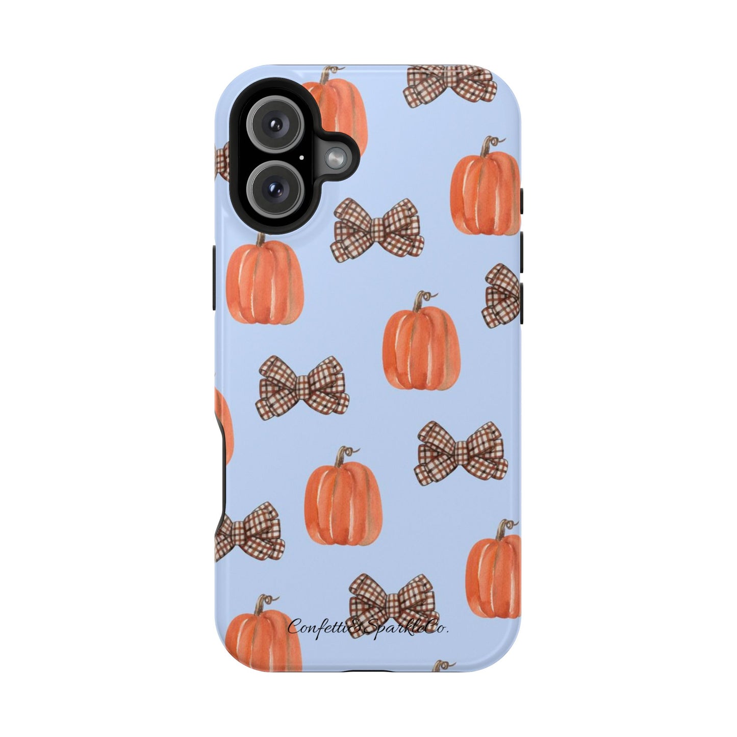 Pumpkin & Plaid Bow Phone Case — Magnetic Impact-Resistant Fall iPhone Case