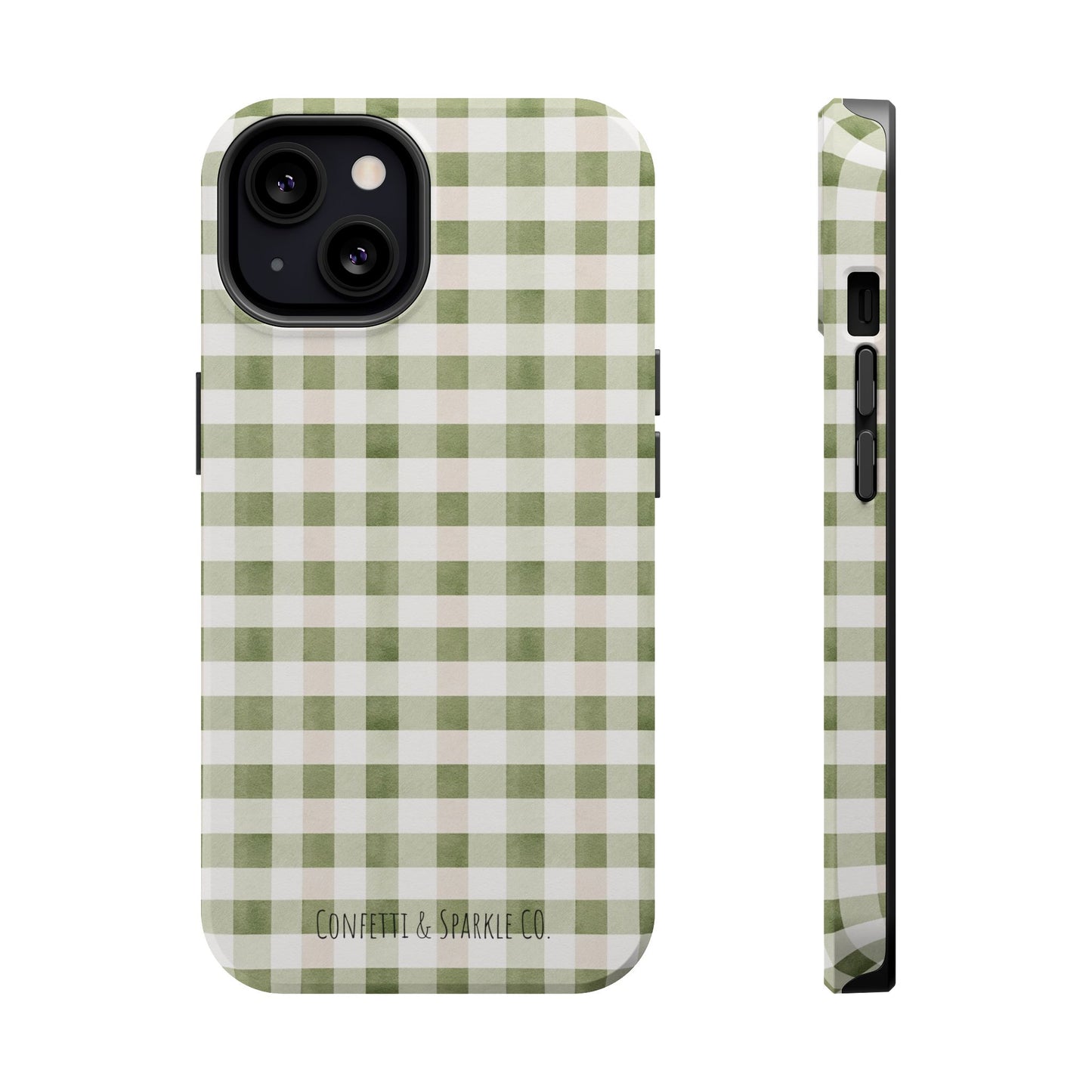 Green Gingham Magnetic Impact Phone Case
