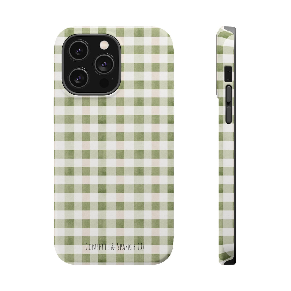 Green Gingham Magnetic Impact Phone Case