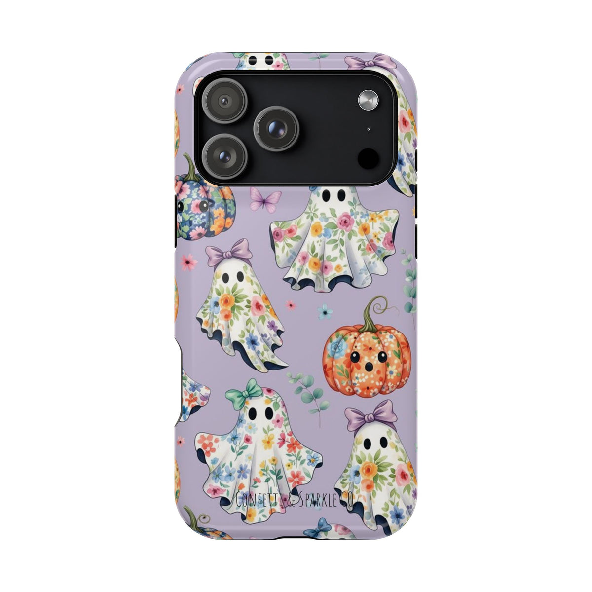 Cute Floral Ghosts Magnetic Impact Phone Case — Pumpkin Halloween iPhone Cover