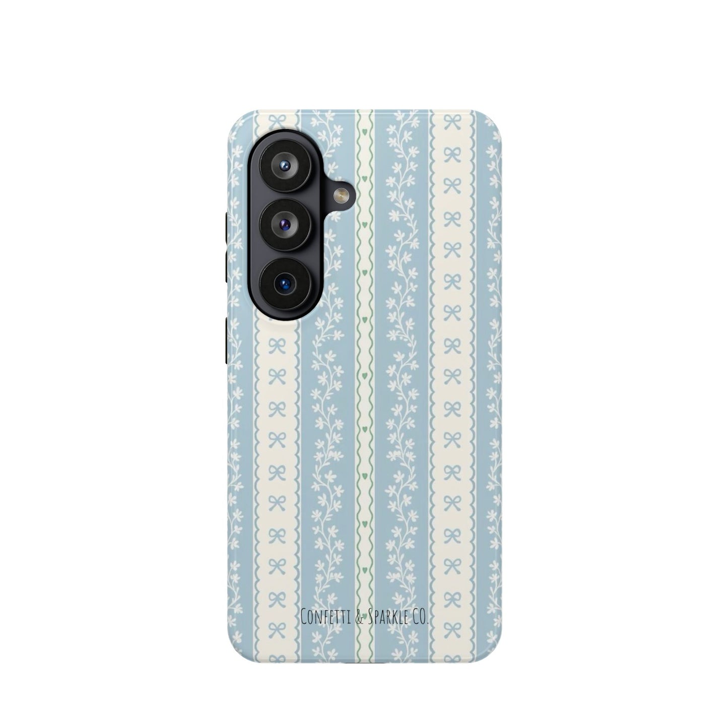 Vintage Blue Floral Stripe -- Magnetic Impact-Resistant Case
