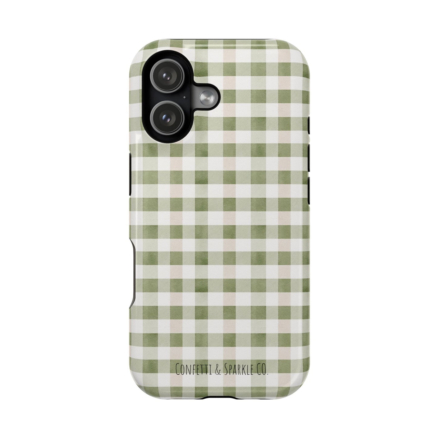 Green Gingham Magnetic Impact Phone Case