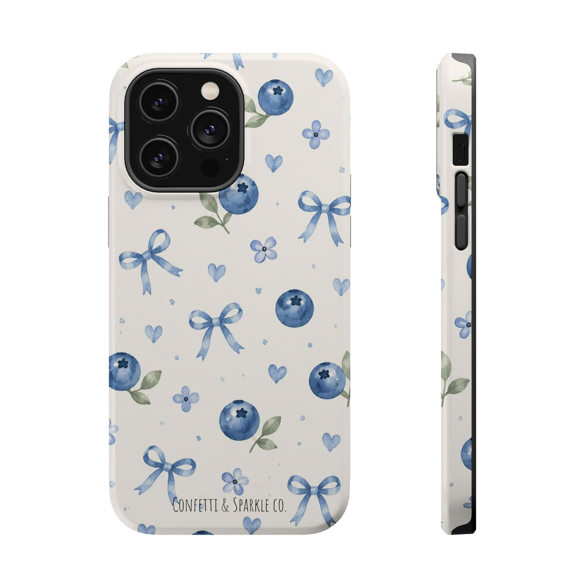 Blueberry Bow Magnetic Phone Case — Impact-Resistant Floral Design