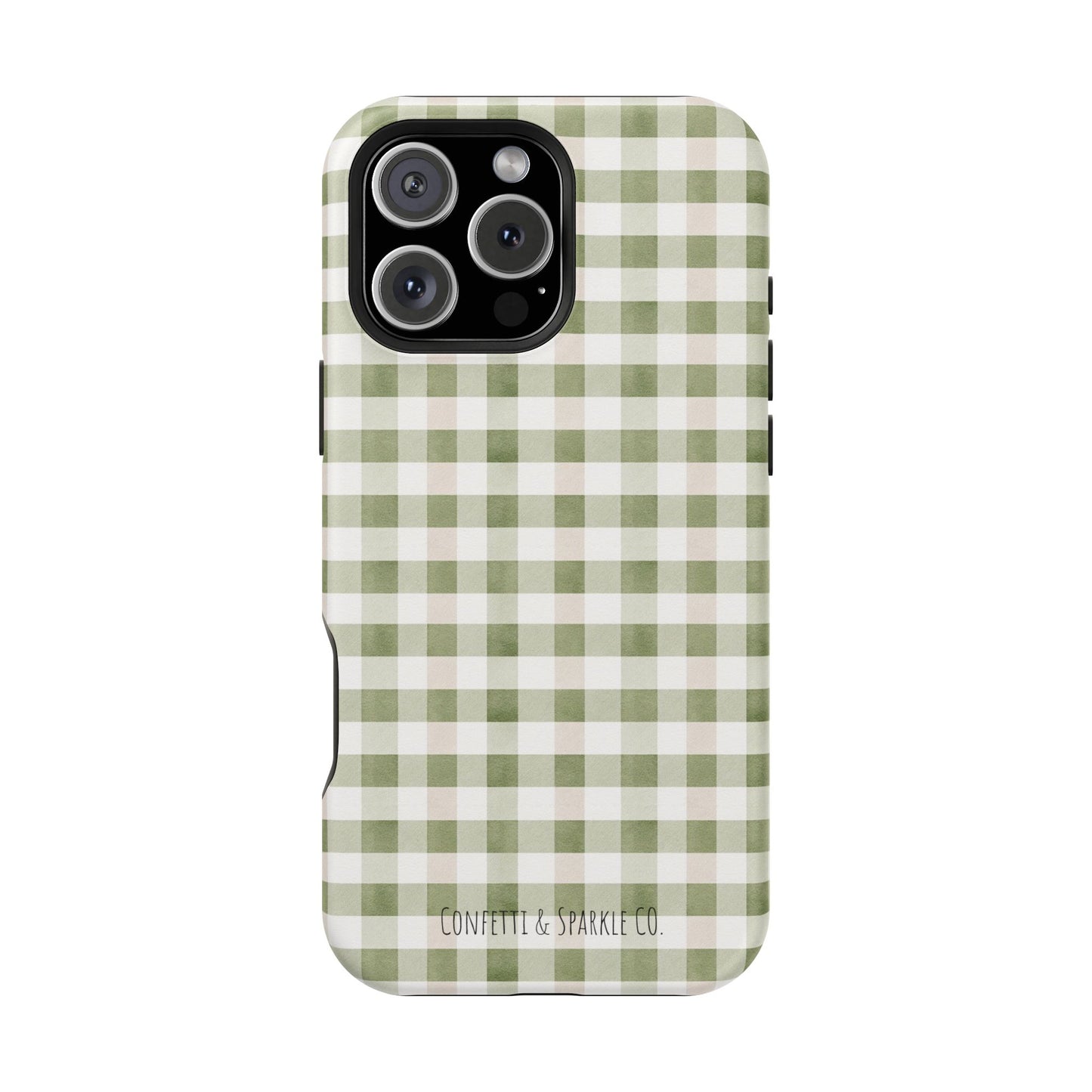 Green Gingham Magnetic Impact Phone Case