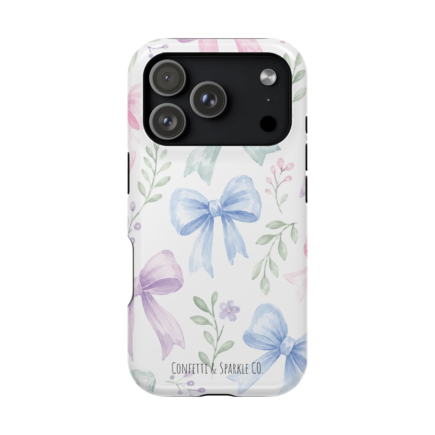 Floral Pastel Bow Magnetic Phone Case — Impact-Resistant iPhone Cover