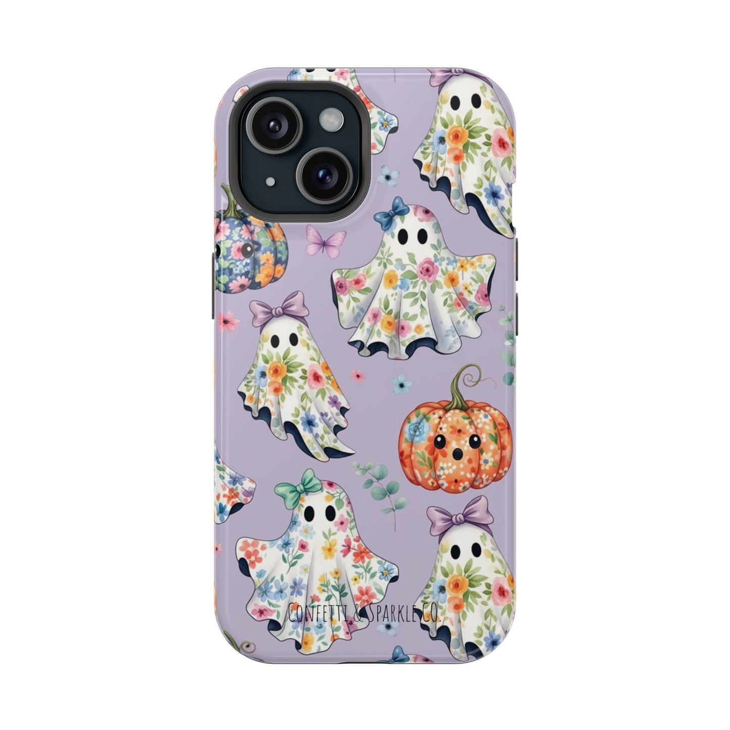 Cute Floral Ghosts Magnetic Impact Phone Case — Pumpkin Halloween iPhone Cover