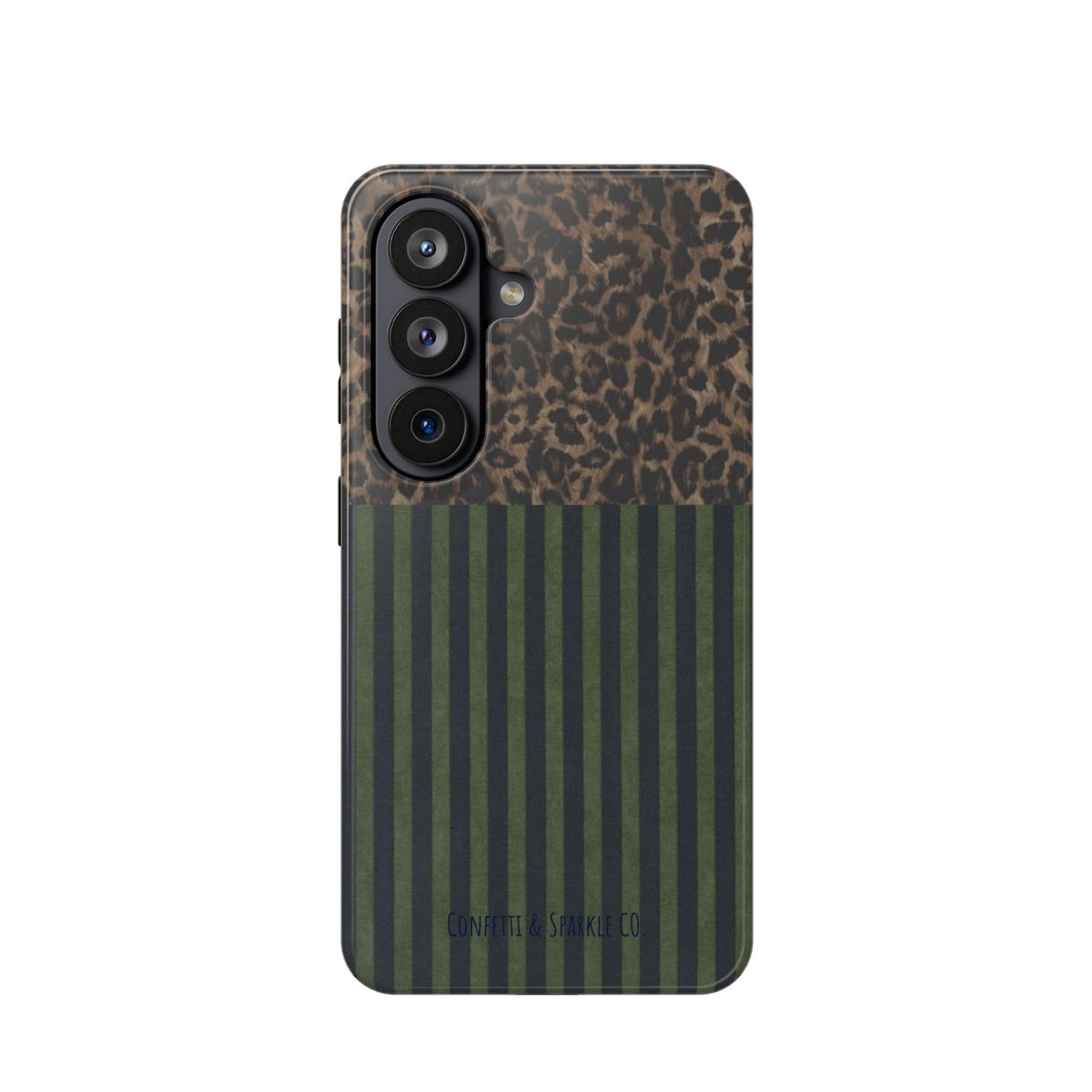 Leopard Top with Green Stripe Pattern - Magnetic Impact-Resistant Phone Case