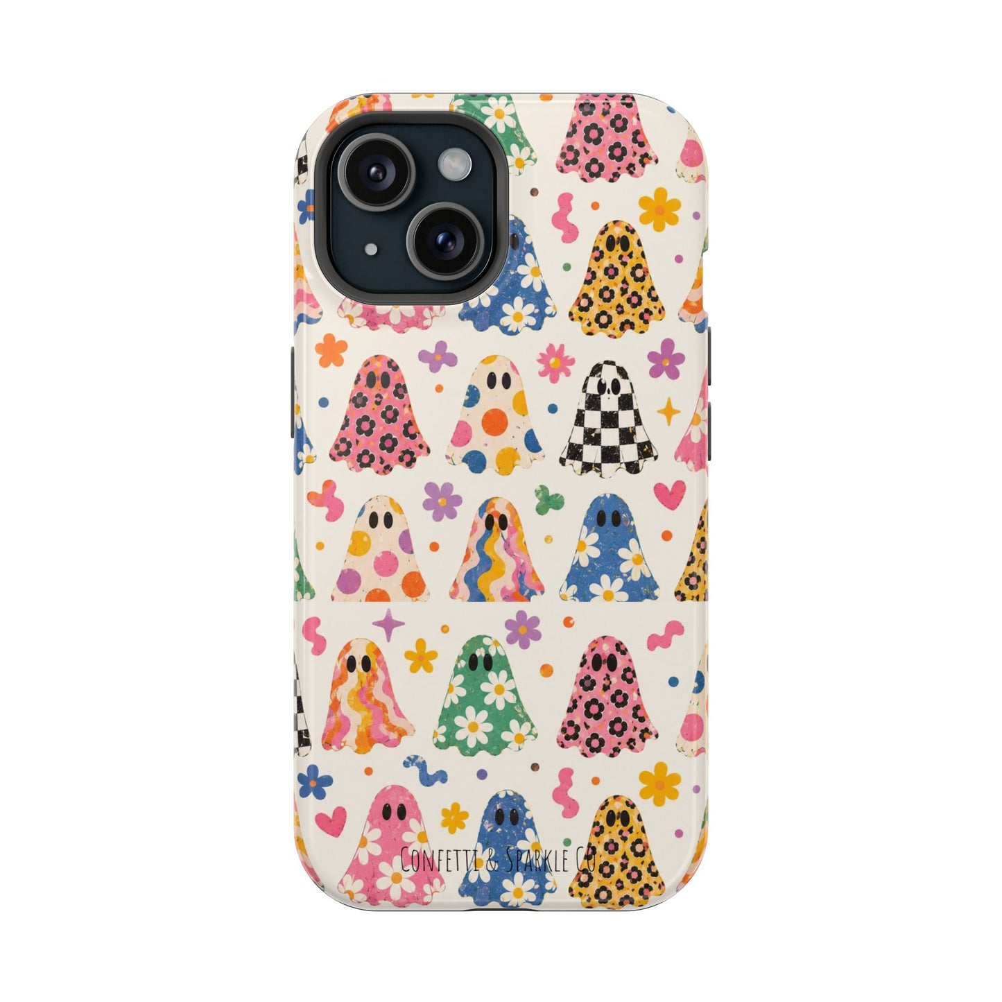 Cute Patterned Ghost Phone Case – Magnetic Impact-Resistant Case