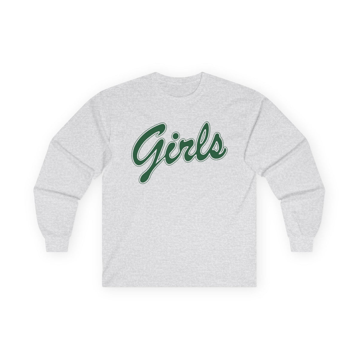 Girls Script Long Sleeve Tee — Vintage Green Lettering